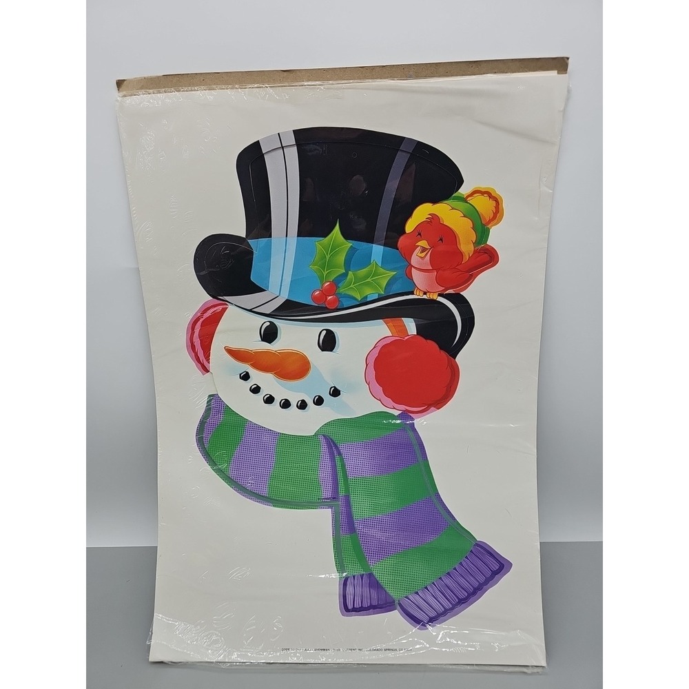 Vintage Current Jolly Snowman Hanging Cardboard Die Cut Out Unused With Fastener